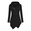 JEsilunmaMY Womens Hoodies Long Sleeve V Neck Irregular Hem Pullover Tops Solid Color Loose Patch Pocket Hooded Sweatshirt (Black1,Large) view 1