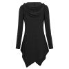 JEsilunmaMY Womens Hoodies Long Sleeve V Neck Irregular Hem Pullover Tops Solid Color Loose Patch Pocket Hooded Sweatshirt (Black1,Large) view 2