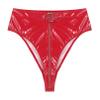 YONGHS Womens Shiny Metallic Booty Shorts Wet Look High Waisted Rave Bottoms for Dance Festival Red Large view 3