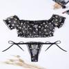 Avidlove Bra and Panty Set Ruffle Lingerie Set Mesh Babydoll Chemise Black Daisy XX-Large view 4