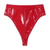 YONGHS Womens Shiny Metallic Booty Shorts Wet Look High Waisted Rave Bottoms for Dance Festival Red X-Large view 4
