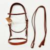 AMAZING HORSE STUFF Premium Hunter Bridle with Weaved Leather Browband | Tan | Full, Cob, Pony | (Cob) view 1
