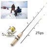 65cm 2Tips Ice Fishing Rod Winter Rod Reel Combos Fishing Reel Set Rod Pole Tackle Carbon Pole Ice Rod with Reel Pikes Fish Pole (Color : Rod and Reel) view 2