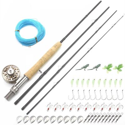 2.1M 7Ft Fly Fishing Rod 1.98M 6.6Ft Reel Combos Carbon 4 Section Light Rod Beginner Fly Fishing Tackle Rod Fish Rod (Length : 2.1M Set)