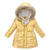 LiiYii Baby Girls Hooded Snowsuit Shiny Metallic Windproof Jacket Coat Thicken Warm Winter Coat Outerwear Gold 11-12 Years view 1