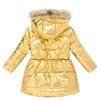 LiiYii Baby Girls Hooded Snowsuit Shiny Metallic Windproof Jacket Coat Thicken Warm Winter Coat Outerwear Gold 11-12 Years view 2