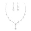 BriLove Wedding Jewelry Set for Women Cubic Zirconia Teardrop Marquise Flower Leaf Filigree Necklace Earrings Clear Silver-Tone view 1