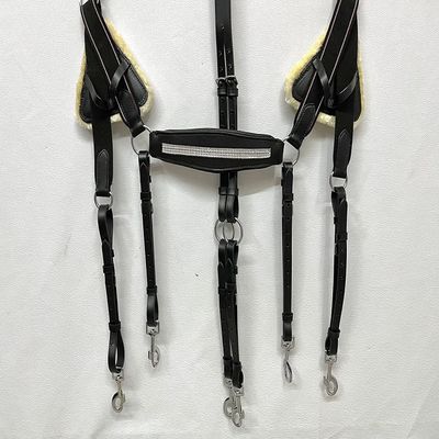 Amazing Horse Stuff Stylish 5 Point Breastplate & Martingle Decorated with Sparkling Stones (Black, Full)