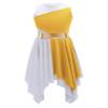 FEESHOW Girls Kids Shiny Sleeveless Asymmetrical Lyrical Dance Dress Ballerina Ballet Dancewear Performance Costumes Yellow 16 Years view 3