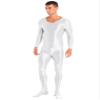 Freebily Men's One Piece Sports Yoga Full Bodysuits Workout Tights Hot Pants High Elastic Jumpsuits White X-Large view 2