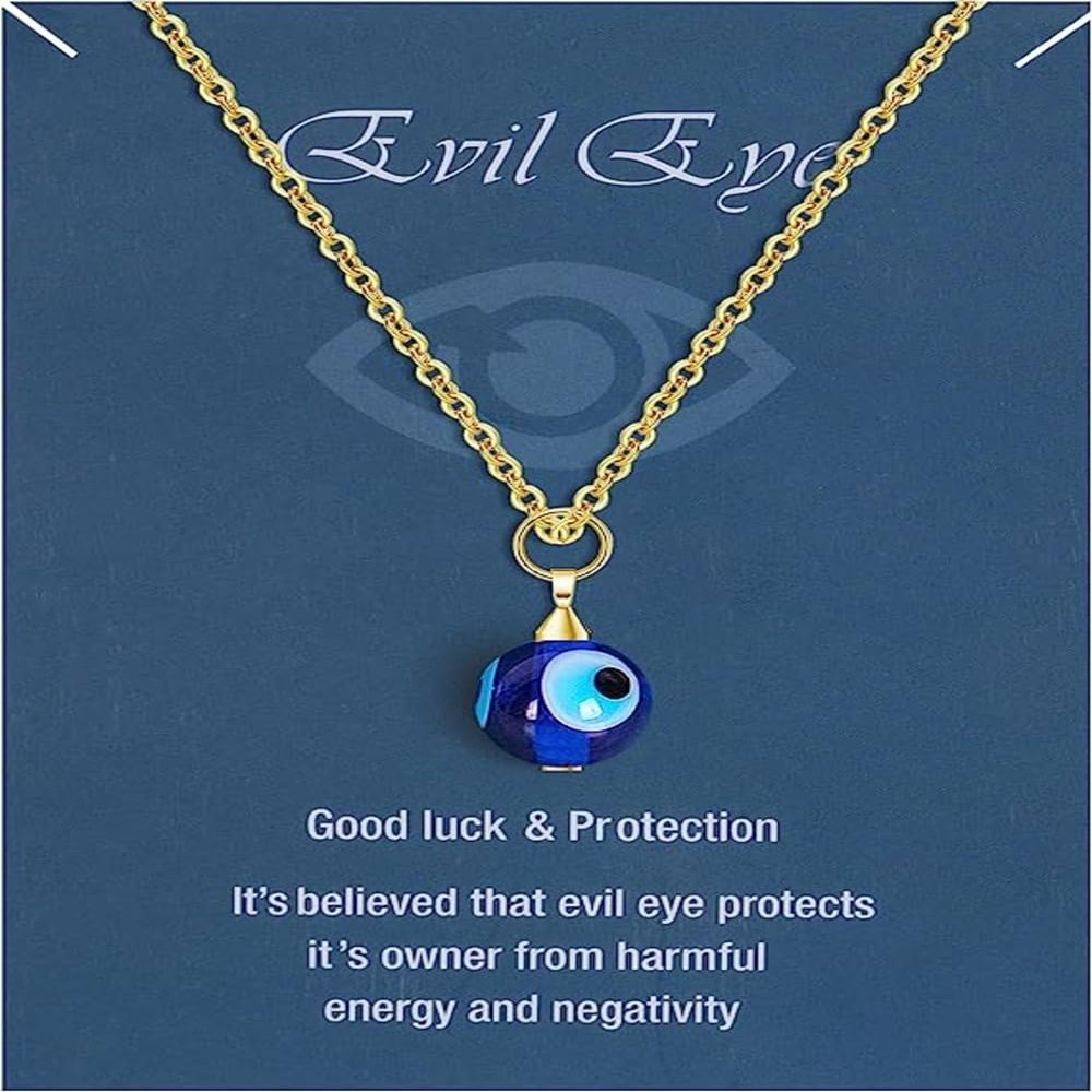 Blingsoul Evil Eye Necklace for Women - Ojo Turco Dainty Jewelry for Evil Eye Protection Hypoallergenic Necklaces for Women | Gold Evil Eye Necklace