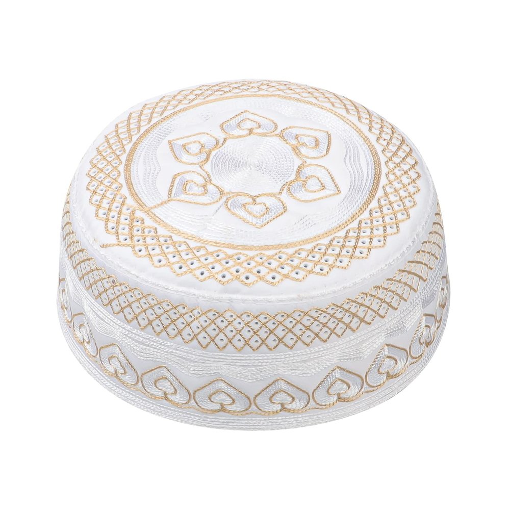 Men's Embroidered Kufi Muslim Prayer Hat Islam Religious Skull Cap Young Boys Breathable Arabic Messianic Praying Headwear Summer Sun Hat Beanie Ramadan Eid Caps