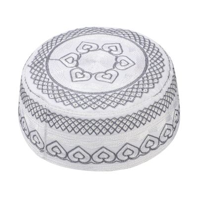 Men's Embroidered Kufi Muslim Prayer Hat Islam Religious Skull Cap Young Boys Breathable Arabic Messianic Praying Headwear Summer Sun Hat Beanie Ramadan Eid Caps
