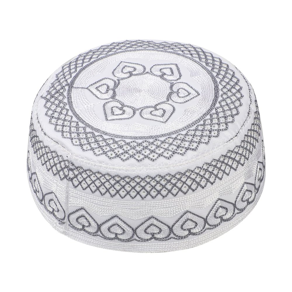 Men's Embroidered Kufi Muslim Prayer Hat Islam Religious Skull Cap Young Boys Breathable Arabic Messianic Praying Headwear Summer Sun Hat Beanie Ramadan Eid Caps