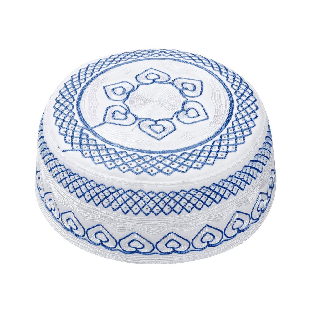 Men's Embroidered Kufi Muslim Prayer Hat Islam Religious Skull Cap Young Boys Breathable Arabic Messianic Praying Headwear Summer Sun Hat Beanie Ramadan Eid Caps