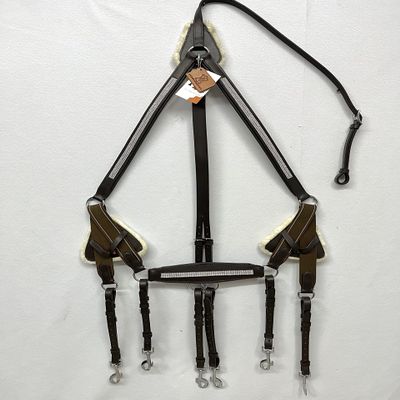 Amazing Horse Stuff Stylish 5 Point Breastplate & Martingle Decorated with Sparkling Stones (Brown, Full)