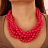 Wiwpar Simulated Pearl Cluster Chunky Pearl Bead Necklace Multi Strand Twisted Pink Pearl Statement Bib Collar Necklace Pearl Necklace and Earring Set for Prom (pink) view 2