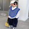 Yimutian Kids V-Neck Sleeveless Sweater Vest Boys Waistcoat Knit Sweater Vest for Spring Autumn Winter Blue 4-5T view 2