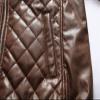 Maiyifu-GJ Men's Faux Leather Diamond Quilted Jacket Patchwork PU Leather Bomber Jacket Vintage Casual Zip Up Biker Coat (Brown,XX-Large) view 4