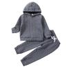 Toddler Boys Girls Clothes Long Sleeve Knit Hooded Sweatshirt Tops Solid Pants Trousers 2PCS Winter (Grey, 2-3 Years) view 1