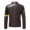 Maiyifu-GJ Men's Vintage Distressed Biker Leather Jacket Retro Slim Fit Motorcycle Biker Jacket Casual Zip Up Bomber Coat (Khaki,XX-Large) view 2