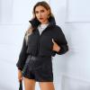tuduoms Women's Winter Cropped Puffer Jacket Fashion Warm Oversized Stand Collar Quilted Lightweight Puffy Short Down Coat view 2