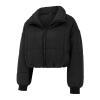 tuduoms Women's Winter Cropped Puffer Jacket Fashion Warm Oversized Stand Collar Quilted Lightweight Puffy Short Down Coat view 3