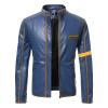 Maiyifu-GJ Men's Vintage Distressed Biker Leather Jacket Retro Slim Fit Motorcycle Biker Jacket Casual Zip Up Bomber Coat (Dark Blue,XX-Large) view 1