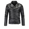 Maiyifu-GJ Leather Motorcycle Jackets for Men Faux PU Leather Lapel Moto Jacket Vintage Asymmetric Zip Up Belt Biker Coat (Black,XX-Large) view 1