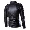 Maiyifu-GJ Leather Motorcycle Jackets for Men Faux PU Leather Lapel Moto Jacket Vintage Asymmetric Zip Up Belt Biker Coat (Black,XX-Large) view 3