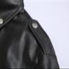 Maiyifu-GJ Leather Motorcycle Jackets for Men Faux PU Leather Lapel Moto Jacket Vintage Asymmetric Zip Up Belt Biker Coat (Black,XX-Large) view 4