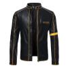 Maiyifu-GJ Men's Vintage Distressed Biker Leather Jacket Retro Slim Fit Motorcycle Biker Jacket Casual Zip Up Bomber Coat (Black,X-Large) view 1