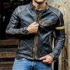 Maiyifu-GJ Men's Vintage Distressed Biker Leather Jacket Retro Slim Fit Motorcycle Biker Jacket Casual Zip Up Bomber Coat (Black,3X-Large) view 3