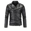 Maiyifu-GJ Leather Motorcycle Jackets for Men Faux PU Leather Lapel Moto Jacket Vintage Asymmetric Zip Up Belt Biker Coat (Black,Medium)