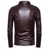 Maiyifu-GJ Leather Motorcycle Jackets for Men Faux PU Leather Lapel Moto Jacket Vintage Asymmetric Zip Up Belt Biker Coat (Brown,XX-Large) view 3
