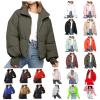 tuduoms Women's Winter Cropped Puffer Jacket Fashion Warm Oversized Stand Collar Quilted Lightweight Puffy Short Down Coat view 1