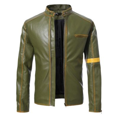 Maiyifu-GJ Men's Vintage Distressed Biker Leather Jacket Retro Slim Fit Motorcycle Biker Jacket Casual Zip Up Bomber Coat (Armygreen,5X-Large)