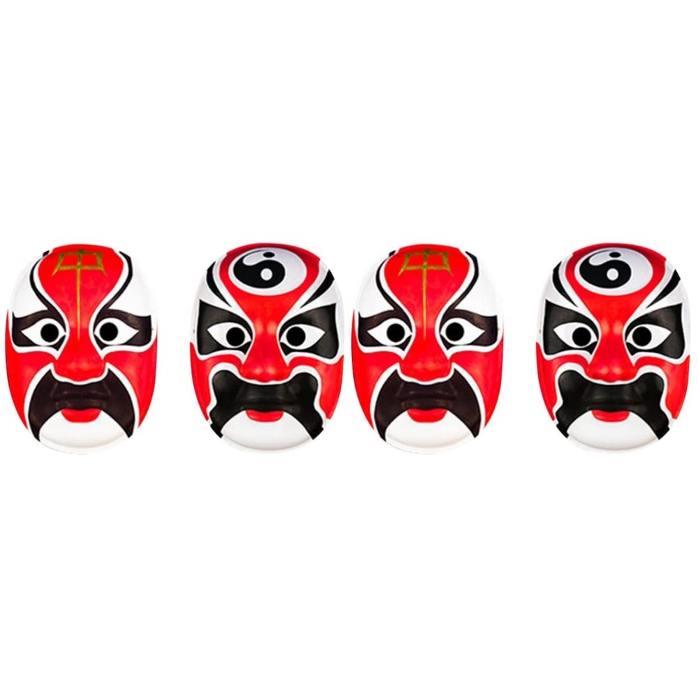 Ciieeo 2sets Chinese Cultural Pulp Masks Set Peking Face Covers for Adults Children Parties 2pcs*2