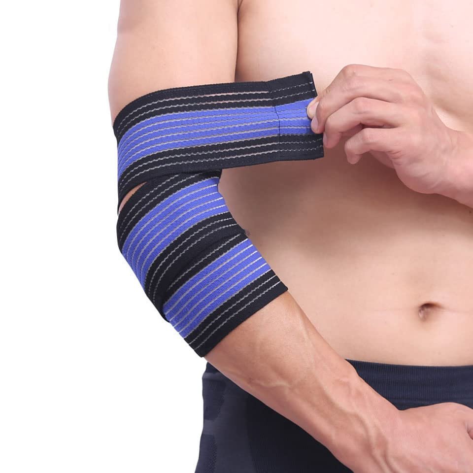 WZRWAN 1Pair Basketball Badminton Tennis Elbow Pad Ankle Brace Wrap Support Elastic Gym Sport Elbowband Fitness Bandage (White)