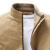Maiyifu-GJ Men's Casual Washed Cotton Jacket Military Stand Collar Outdoor Windbreaker Lightweight Slim Fit Army Coat (Dark Khaki,Medium) view 2