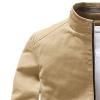 Maiyifu-GJ Men's Casual Washed Cotton Jacket Military Stand Collar Outdoor Windbreaker Lightweight Slim Fit Army Coat (Dark Khaki,Medium) view 3