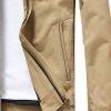 Maiyifu-GJ Men's Casual Washed Cotton Jacket Military Stand Collar Outdoor Windbreaker Lightweight Slim Fit Army Coat (Dark Khaki,Medium) view 4