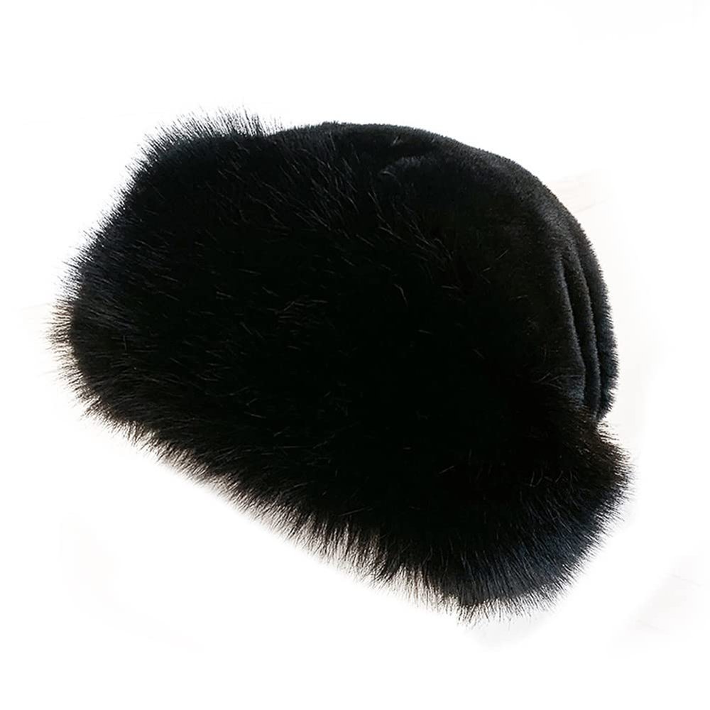 EUBUY Faux Fur Winter Hat for Women - Fluffy Warm Russian Style Ladies Hat in Black