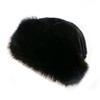 EUBUY Faux Fur Winter Hat for Women - Fluffy Warm Russian Style Ladies Hat in Black view 1