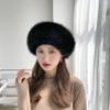 EUBUY Faux Fur Winter Hat for Women - Fluffy Warm Russian Style Ladies Hat in Black view 3