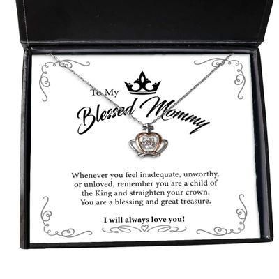 Blessed Mommy Christian Gifts for Women Jesus Religious Necklace Message Card for Christmas Birthday Graduation or Easter Gifts