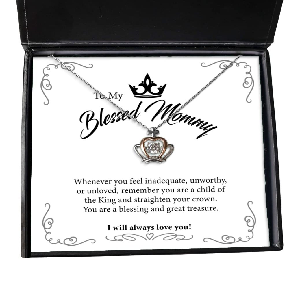 Blessed Mommy Christian Gifts for Women Jesus Religious Necklace Message Card for Christmas Birthday Graduation or Easter Gifts