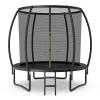 Goplus Recreational Trampolines 8FT 10FT 12FT, 400LBS Bearing Outdoor Trampoline with Enclosure, Non-Slip Ladder, Hot-dip Galvanized Technology, ASTM Approved Bounce for Kids Adults (Black-8 FT) view 1