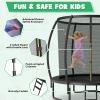 Goplus Recreational Trampolines 8FT 10FT 12FT, 400LBS Bearing Outdoor Trampoline with Enclosure, Non-Slip Ladder, Hot-dip Galvanized Technology, ASTM Approved Bounce for Kids Adults (Black-8 FT) view 4