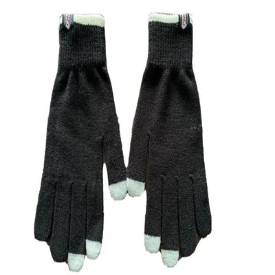 Fulham Gloves - Crested Winter Knitted Touchscreen Compatible, Black, One Size